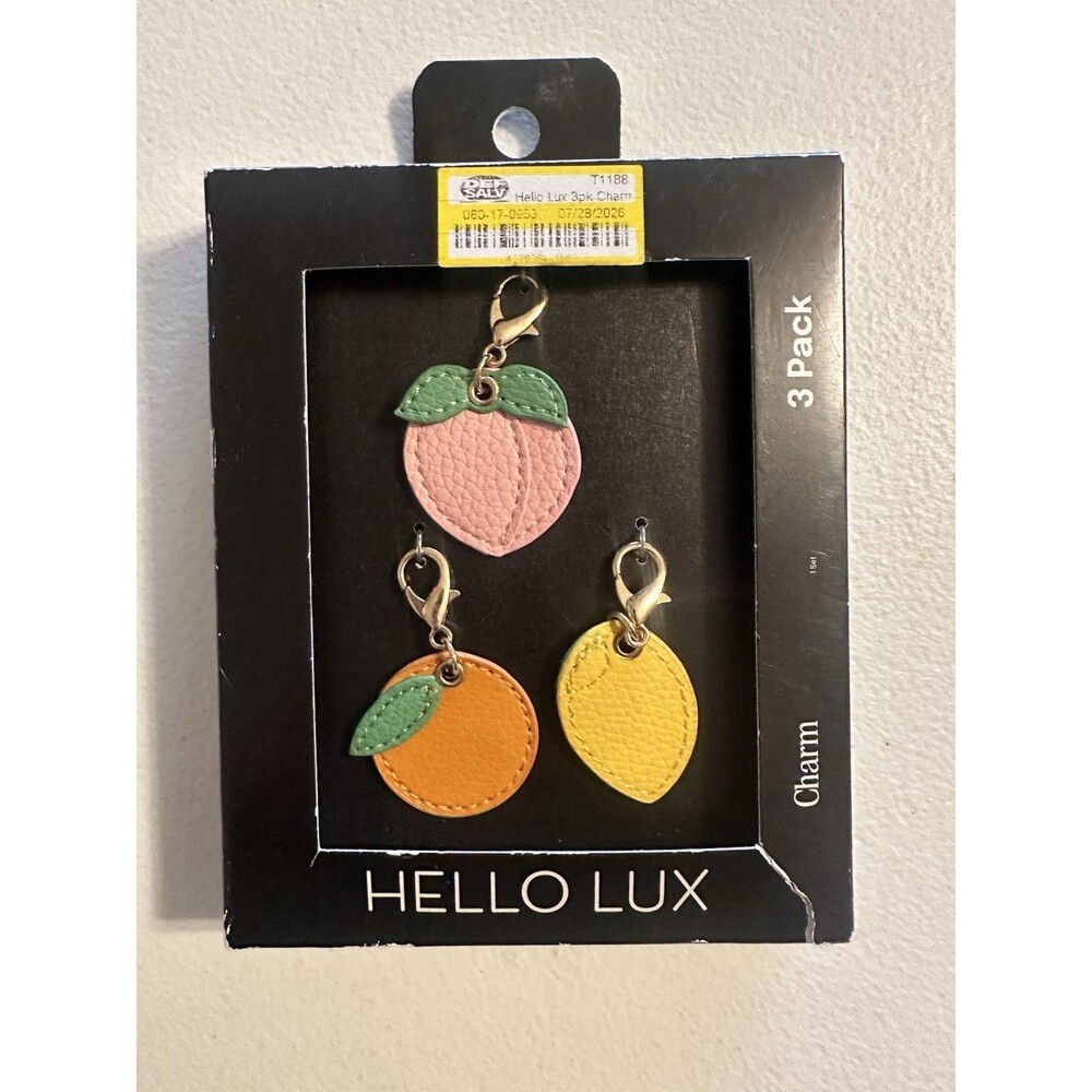HELLO LUX Clip-On Fruit Charm 3 Pack Peach Orange Lemon PU Multicolor Women